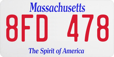 MA license plate 8FD478