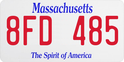 MA license plate 8FD485