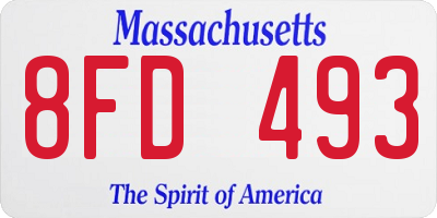 MA license plate 8FD493