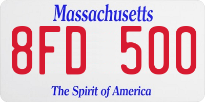 MA license plate 8FD500