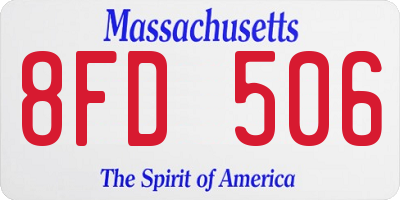MA license plate 8FD506