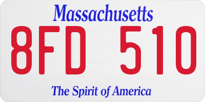 MA license plate 8FD510