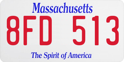 MA license plate 8FD513