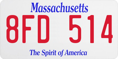 MA license plate 8FD514