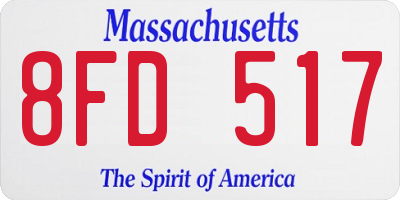 MA license plate 8FD517