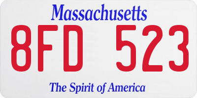 MA license plate 8FD523