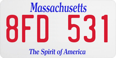 MA license plate 8FD531