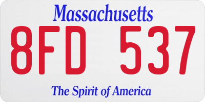 MA license plate 8FD537