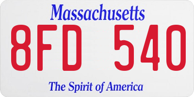 MA license plate 8FD540