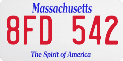 MA license plate 8FD542