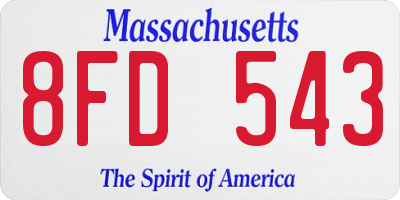 MA license plate 8FD543