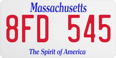 MA license plate 8FD545