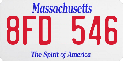 MA license plate 8FD546