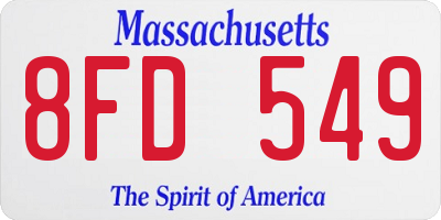 MA license plate 8FD549