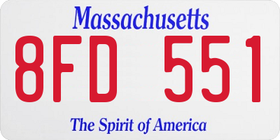 MA license plate 8FD551