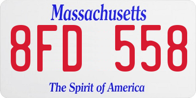 MA license plate 8FD558