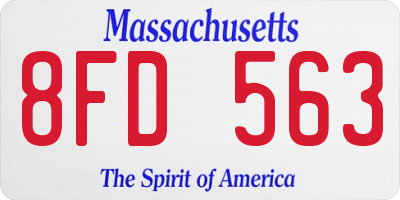 MA license plate 8FD563