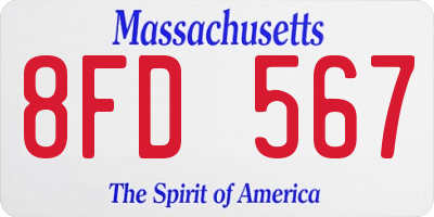 MA license plate 8FD567