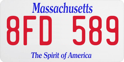 MA license plate 8FD589