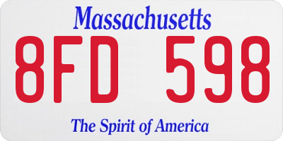 MA license plate 8FD598