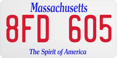MA license plate 8FD605