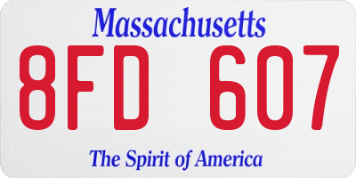 MA license plate 8FD607