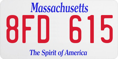 MA license plate 8FD615