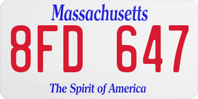 MA license plate 8FD647