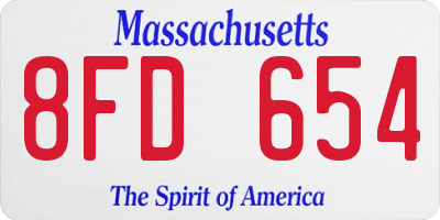 MA license plate 8FD654