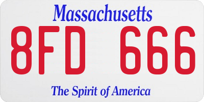 MA license plate 8FD666