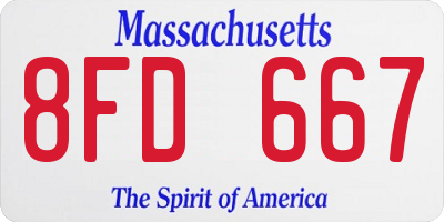 MA license plate 8FD667