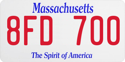 MA license plate 8FD700