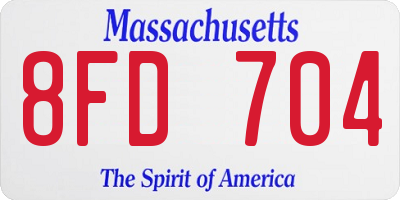 MA license plate 8FD704
