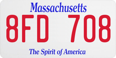 MA license plate 8FD708