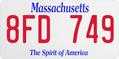 MA license plate 8FD749