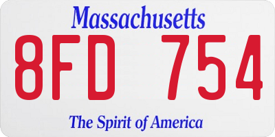 MA license plate 8FD754