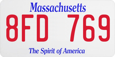 MA license plate 8FD769