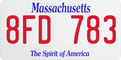 MA license plate 8FD783