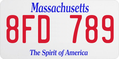MA license plate 8FD789