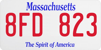 MA license plate 8FD823
