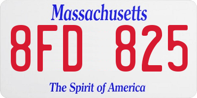 MA license plate 8FD825