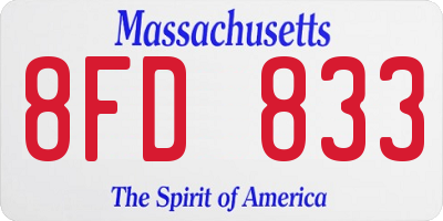 MA license plate 8FD833