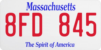 MA license plate 8FD845