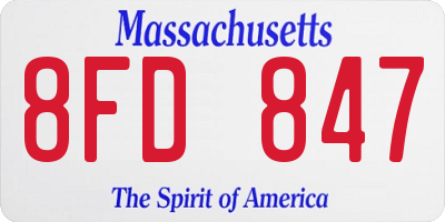 MA license plate 8FD847
