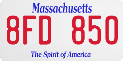 MA license plate 8FD850