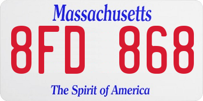 MA license plate 8FD868