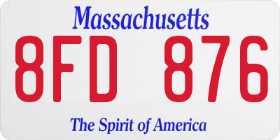 MA license plate 8FD876