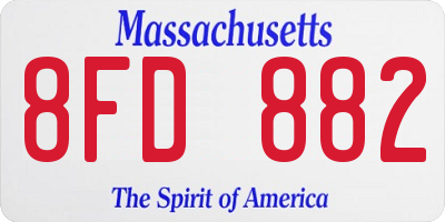 MA license plate 8FD882