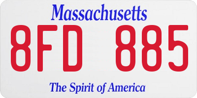 MA license plate 8FD885