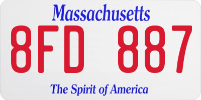 MA license plate 8FD887